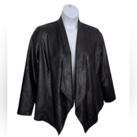 JM Collection Black Leather Jacket - Picture 1 of 6
